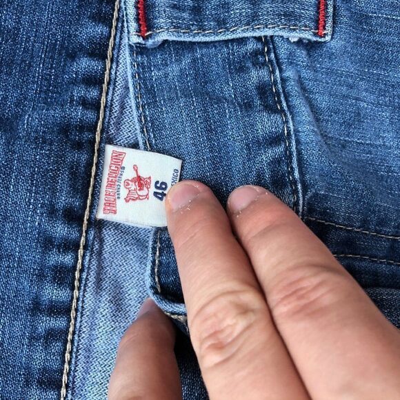 RARE True Religion Jeans Size 46 STRAIGHT FLAP EARTHWORM RED Blue - Picture 14 of 14